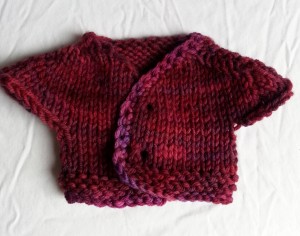 Doll's sweater knit using the contigous method