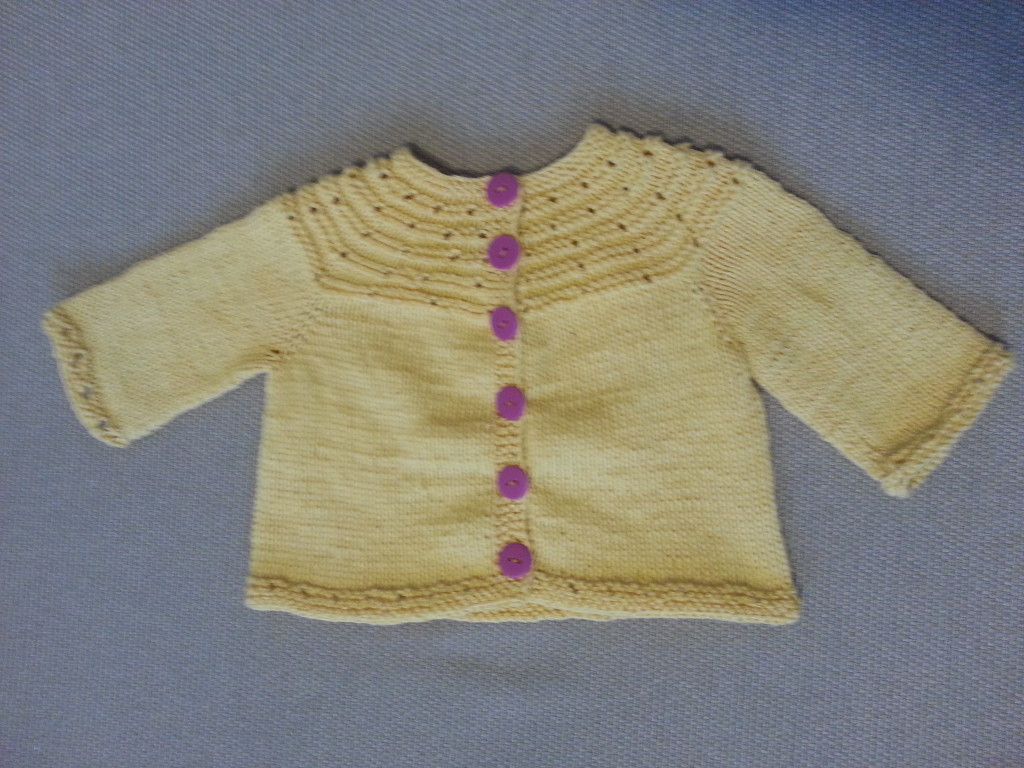 Eyelet yoke baby cardigan